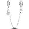 LNQOBU Catena di Sicurezza in Argento 925 per Charms Bracciali Ciondoli Perline,Ciondolo a forma di cuore in silicone con Chiusura a Clip, Compatibile con i Braccialetti Pandora