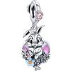 Rimgoris 925 Charm in argento sterling per bracciali da donna collana Mothers Day Coniglio Cuore Fiori Charm Donne Bracciale Charm