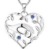 YL Collana di Mamma 925 Argento Mamma tenere la mano del bambino ciondolo collana regali per mamma, 24 x 22 cm, Argento sterling, Tanzanite