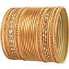 Touchstone Collezione di 2 dozzine di braccialetti colorati Bracciali di gioielli di design dorato con texture in lega di Bollywood indiano. Set Di 24. In Tonalità Oro Antico Per Le Donne