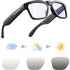 OhO sunshine OhO Smart Glasses, occhiali da sole polarizzati con altoparlante Bluetooth, protezione UV atletica/all'aperto e controllo vocale, unisex (lente di transizione luce blu)