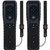 TechKen Telecomando da 2 Pezzi Compatibile con Wii Remote Ricambio con Silicone e Cinturino da Polso (Nero)