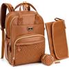 Dikaslon Borsa Zainetto Fasciatoio, Grande Multifunzione Zainetto Bebè Portatile, Porta Ciuccio e Cinturini per Passeggino, per Mamma e Papà Marrone