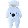 Minizone Bambino Pagliaccetto con Cappuccio Flanella Jumpsuit Tute da neve con Piedi Inverno Tutina, 6-9 Mesi