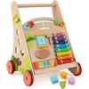 COSTWAY 7 in 1 Girello per Bambini in Legno, Carrellino Primi Passi con Manico, Contenitore e Ruote, Giocattolo Montessori da Spingere e Tirare, Gioco Educativo per Bambini 12+ Mesi (Modello 3)