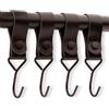 Brute Strength - Gancio multifunzione con passante in pelle - nero - 4 X - Gancio appendiabiti in pelle