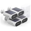 aosu 2K Telecamera Wi-Fi Esterno Senza Fili, aosuBase+ 4 Cam, Built-in Pannello Solare con 2.4G/5Ghz WiFi, Visione Notturna a Colori, 32GB Stortage Locale