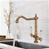 Shinpeed Rubinetto da cucina antico, rubinetto da cucina in ottone girevole a 360° per lavello, miscelatore a due maniglie per lavabo con tubi (oro)
