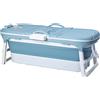 Schwänlein® Vasca da bagno pieghevole per adulti, ideale per piccoli bagni | con cestello per sapone, cuscino cervicale, pratica e portatile (148, blu)