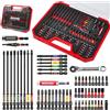 Geinxurn Set di attrezzi da 58 pezzi con punte per cacciavite a percussione, chiave a cricchetto, chiavi a bussola, punte a gradini con scatola rossa