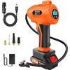 HSHa Compressore d'aria a batteria 180 PSI - Pompa per pneumatici portatile con batteria ricaricabile da 21 V e adattatore per auto DC da 12 V DC, compressore d'aria digitale per auto, moto, bici e palline