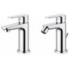 BASIK Set Bagno Completo Lavabo + Bidet con Rubinetti in Ottone e Pilette Incluse - Kit Installazione Incluso - Design Moderno Basik