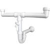Sanixa GO1006ss - Sifone doppio in bianco, salvaspazio, con attacco universale da 1 1/2 e attacco per elettrodomestici per cucina e bagno