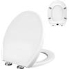 Wixovo Sedile WC Copriwater O Forma, Tavoletta WC Universale con Chiusura Ammortizzata Rallentata, Copri Water Bianco Ovale, Sgancio Rapido per Pulizia, Antibatterico e Facile da Montare (44,6 x 37 cm)