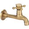 Natudeco Rubinetto Vintage in Ottone Massiccio con Tampone Sigillante, Vintage Rubinetto della Lavatrice Croce Singola Maniglia Interfaccia G1/2 per Rubinetto Giardino per Bagno Cucina(Lungo)
