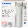 Philips Beauty Set - Kit tutto in uno corpo, viso, bikini, piedi, senza fili, su pelle asciutta o bagnata, depilazione, cura del corpo e della pelle, epilatore con 12 accessori, modello BRE749/00