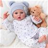 BABESIDE Bambole Reborn - 17 Pollici Bambola Realistica per Bambina - Occhi Azzurri - Corpo in Tessuto - Bambolotto Maschio Neonato con Vestiti e Accessori, Adatto a Bambine dai 3 Anni+