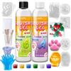 Vividye Kit Liquido Silicone per Squishy Taba, 500g con 4 Stampi (Zampa Gatto, Criceto, Orso, Taiyaki), Senza Bolle, Indurimento Veloce in 1-2 Ore con Guida, Regalo Antistress Ideale per Principianti