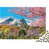 5M3D7C8V Paesaggio Montagna Innevata Puzzle 1000 Pezzi Carta per Adulti Ciliegi in Fiore Natura Primaverile Rilassamento Concentrazione Famiglia Decorazione Regalo 38x26cm/1000pcs