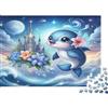 TVJOFXPWXNVU Puzzle 1000 pezzi Delfino Fantasia carta per Adulti Sfida Intellettuale Educativo Puzzle delfino fiabesco Carta Decorazione da parete 52x38cm/1000pcs