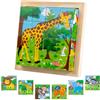 Seasboes Puzzle a cubetti, puzzle in legno 3D, giocattolo educativo in legno, puzzle a cubo 6 in 1, motivo: animali per bambini, Montessori, giocattolo educativo prescolare, regalo per ragazzi e ragazze