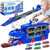 TXVQ Giocattolo trasportatore di dinosauri, Camion Trasporto Giocattoli, Auto Giocattolo Pista Portatile con 6 Auto da Corsa, Dinosauro camion giocattoli auto per Bambini di 3 4 5 6 7 8 Anni