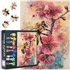 TISHIRON 1000 pezzi puzzle per adulti macro ape su Sakura fioritura natura dettagliata ravvicinata api miele impollinato fiore di ciliegio primavera fotografia di animali selvatici arte 27.5x19.7 pollici