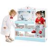 HOMASIS Kit Dottore Bambino in Legno, Kit Medico Bambini con Lavabo, Esame della Vista, Elettrocardiogramma, Orologio e Radiografia, Gioco Infermiere per Simulazione per Bambini da 3+ Anni (Blu)