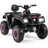 COSTWAY 24V Quad Elettrico per Bambini a 2 Posti, Macchina Elettrica per Bambini 3-8 Anni con 4 Motori, 4 Ruote Antiusura, Luci LED e Musica, Avvio Morbido e 2 Velocità Regolabili, 3-8 km/h (Rosa)