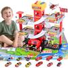 Yigowyigo 5 piani parcheggio per bambini, garage giocattolo con 12 auto e 1 elicottero, camion dei pompieri giocattolo con ascensore, luce e suono, regali per bambini 3 4 5 6 7 8 9 anni