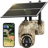 NUASI Fotocamera da Caccia 4G con SIM, 2K Telecamera Esterna con Pannello Solare e APP, 360° PTZ Fototrappola Infrarossi Invisibili, Visione Notturna a Colori, Audio a 2 Vie, Rilevamento Animali, IP66