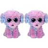 Ty Beanie Boos - Flora Il Barboncino con Occhi Azzurri Grandi e Glitter, Il Peluche con Gli Occhi Grandi Scintillanti - 15 cm - T37389 (Confezione da 2)