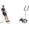 Sunny Health & Fitness Magnetic Underdesk/Standing Portable Ellittical Machine + Row-N-Ride Squat Assist Trainer for Glutes & Full Body Cardio Workout with Adjustable Resistance