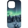 Animals Art Studio Custodia per iPhone 14 Pro Max Aurora boreale sopra la pineta innevata Inverno Natura