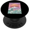 Mount Fuji Japanese Woodblock Art Sakura Monte Fuji Red Sun Wave Giapponese Woodblock Art Sakura PopSockets PopGrip Adesivo