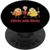 Funny Bird Friends pulcini divertenti con bastoni cartone animato uccello squadra PopSockets PopGrip Adesivo