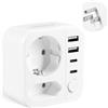 Carehabi Adattatore Presa Americana, Adattatore USA con 2 USB C + 2 USB-C Europa Spagnola 2-Pin a 3-Pin USA per Messico, Canada, Tailandia, Perù, Colombia, Tipo B