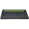 MediaRange, Tastiera Bluetooth compatta multi-pairing wireless con 78 tasti e touchpad, QWERTZ (DE/AT/CH), nero/verde