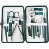 KuqitsBai Set manicure 7/15/18 pezzi disponibile per pedicure, set per unghie, in acciaio inox lucido, per la cura delle unghie, per la casa e i viaggi (verde giada 18)