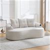 Shye Divano a 2 posti curvo in ciniglia beige, motivo nuvola in ciniglia, cuscino rotondo profondo, design compresso senza nucleo a molle, include tre cuscini decorativi, in stile contemporaneo.