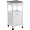 Kit Closet Carro de cocina con 1 puerta y Un cajón Carrello Cucina con 1 Anta e 1 cassetto, Acciaio Inossidabile Legno massello, Inox/Bianco, sencillo