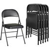 Fenix Home Set 6 Sedie Pieghevoli Salvaspazio, Sedia Imbottita con Struttura in Metallo e Seduta in PU, Portata 140 kg, Impermeabile, per Ufficio Cucina Sala Ospiti Campeggio Esterno, Nero Opaco