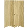 HOMCOM Paravento da Interno a 4 Ante in Legno, Separé Divisorio Pieghevole Salvaspazio per Casa e Ufficio, Altezza 170cm, Marrone