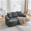 Shye Divano a due posti curvo in ciniglia grigia, motivo nuvola in ciniglia, cuscino rotondo profondo, design compresso senza nucleo a molle, include tre cuscini decorativi, in stile contemporaneo.