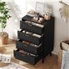 YGHQAP Cassettiera con 4 cassetti, larghezza 55 cm, cassettiera in legno, con struttura a tessuto, credenza per camera da letto, soggiorno, corridoio, 55 x 40 x 95 cm