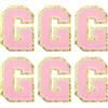 QUARKZMAN Confezione da 6 Toppe Lettere in Chenille 3.1 Lettera G DIY Rosa | Toppa Ricamata Ferro Da Stiro Adesivi Lettera Cucire Applicazione, Per Riparare Vestiti Jeans Scarpe Cappello