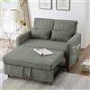 Huayz Divano letto a 2 posti con funzione di sonno, piccolo divano letto, 166 x 114 cm, divano pieghevole 3 in 1, allungabile con schienale regolabile, tasche laterali, tessuto di cotone e lino (verde