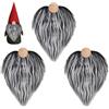 LUYANFX 3 Pezzi Barba di Gnome Natalizia in Pelliccia Sintetica Pre-Tagliata con Sfere di Legno per Naso di Gnome -Soffice da Gnomo Pretagliata per Artigianato Fai Da Te, Decorazioni di Natale (Grigio)