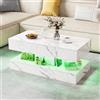 FOERPL Tavolino da salotto moderno con 2 cassetti e ripiano aperto, tavolo da divano rettangolare, bianco lucido, 100 x 50 x 45 cm