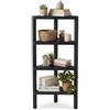 KOMFOTTEU Mensole angolari a 4 livelli, carico di 32 kg, mobile ad angolo, in plastica con ripiani a listelli, ideale per bagno, cucina, soggiorno, camera da letto, ufficio, 46 x 33 x 99 cm (nero)